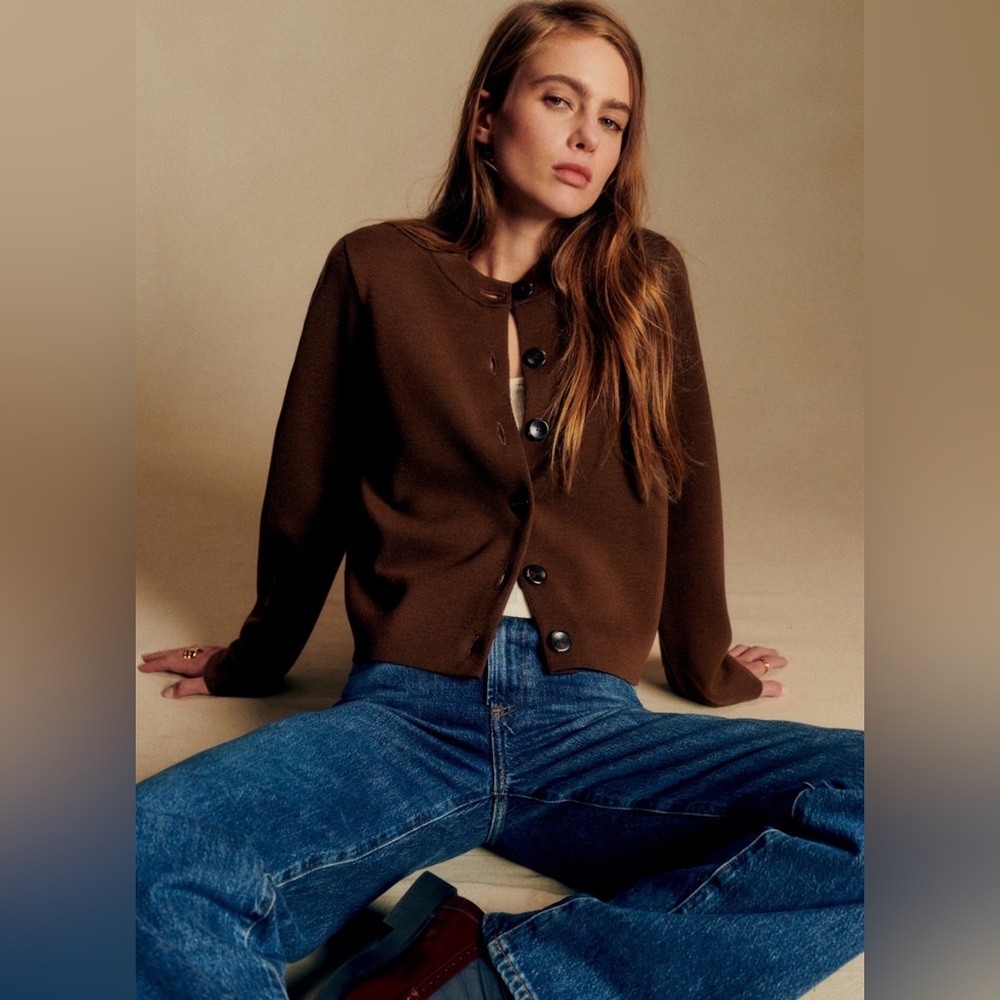 Sezane Brown Button-Up Jacket